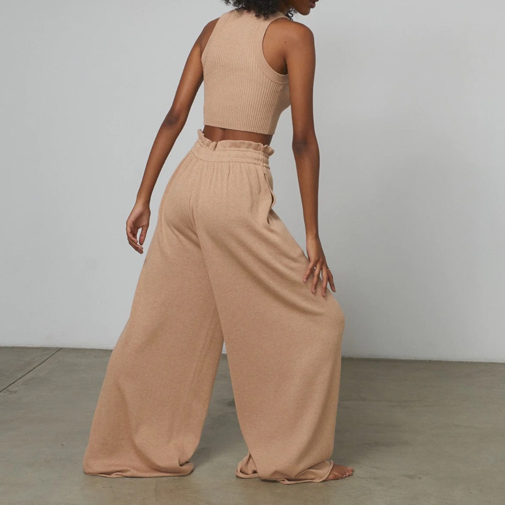 Lunya Cozy Cotton Silk Relaxed Wide Leg Knit Pants Size X-small - Picture 3 of 9